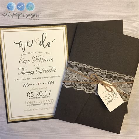 Rustic And Chic Brown Woodgrain Wedding Invitations With Gold Accents