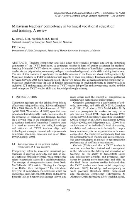 This paper explores women as part of special population in malaysia who desire to be placed as equal to men in malaysian context. (PDF) Malaysian teachers' competency in technical ...