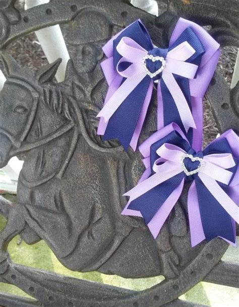 Horsepony Show Rider Equestrian Hair Bows Purple And Navy Etsy
