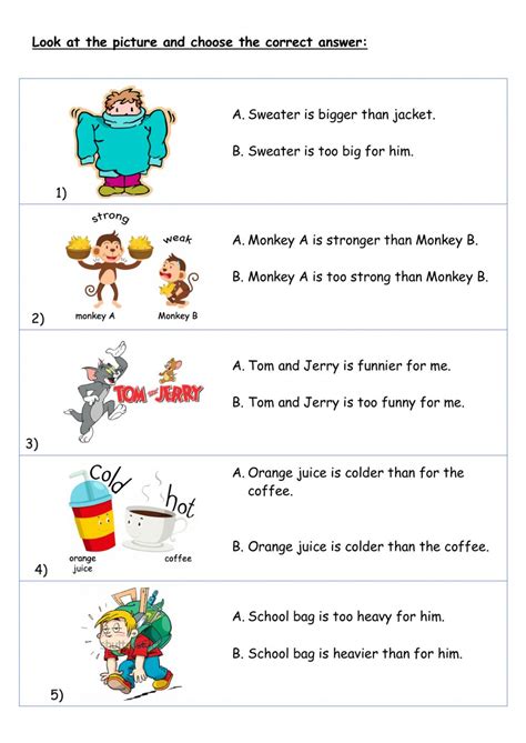 An adjective is a word that describes a these comparative and superlative adjectives worksheets are for students at the beginner our comparative and superlative adjectives worksheets are free to download and easy to access in. Comparative Adjective and too with adjectives 2 ...