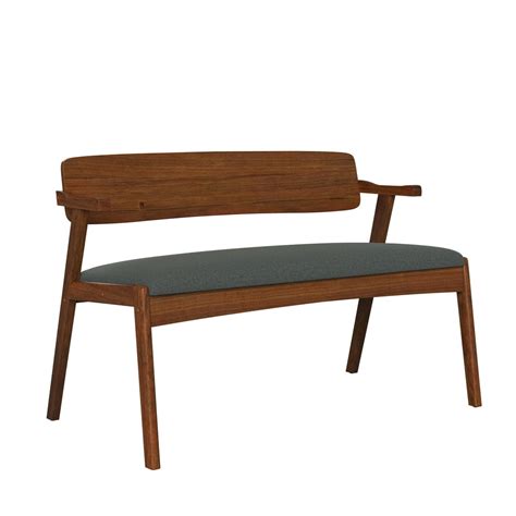 Homesvale Dorno Mid Century Modern Arm Dining Bench With Cherry Wood