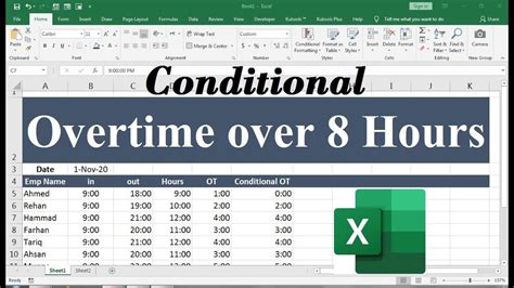Excel Formula For Overtime Over 8 Hours Youtube