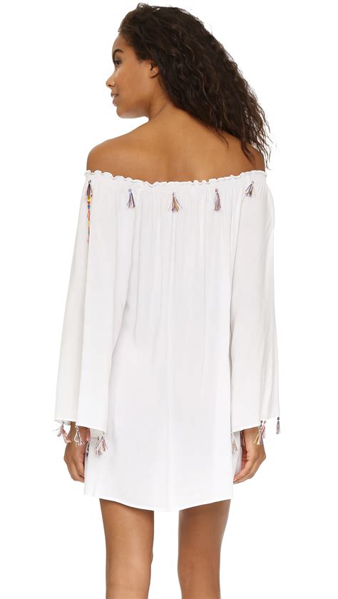 Lyst Pia Pauro Off Shoulder Embroidered Beach Dress In White