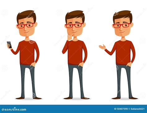 Funny Cartoon Guy With Glasses Stock Vector Image 50407590