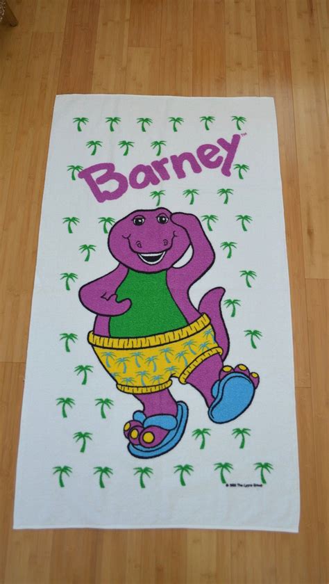 Vintage Barney Beach Towel Large Made In Usa Purple Dinosaur Etsy