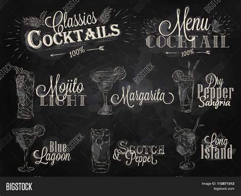 Cocktail Menu Chalk Vector Photo Free Trial Bigstock