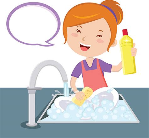 Mom Washing Dishes Stock Vectors Istock