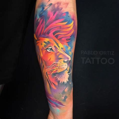 Colorful Lion Tattoo By Pablo Ortiz Colorful Lion Tattoo Colorful