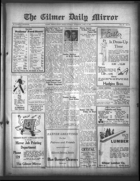 The Gilmer Daily Mirror (Gilmer, Tex.), Vol. 18, No. 29, Ed. 1 Saturday
