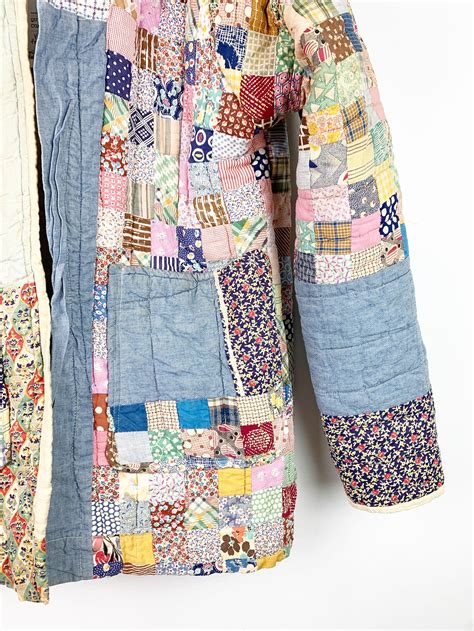 Quilt Chore Coat Quilted Patchwork Jacket Feedsack Etsy