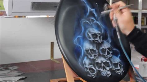 Airbrush Videotutorial Skulls And Candyblue Flames Schablone Für