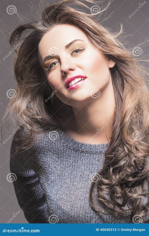 Closeup Portrait Of Seducing Glamorous Brunette Woman With Beaut Stock Image Image Of Girl