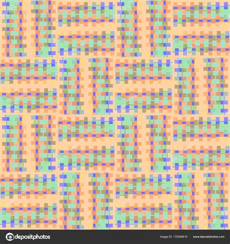 Regular Seamless Squares And Rectangles Pattern Orange Mint Green