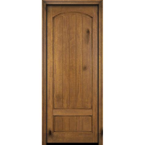 Eswda 34x78 Exterior Swing Mahogany 2 Panel Arch Top V Grooved Plank Or Interior Single Door