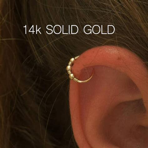14k Solid Gold Piercingearringsnug Hoop Earringhelix Etsy Uk