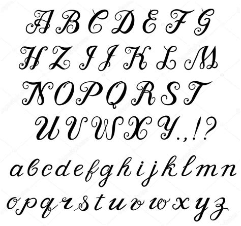 abecedario manuscrita de la caligrafía — vector de stock © tatiana54 121475612