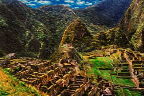 Stone Walls And Terraces In Machu Picchu Stock Image Image Of