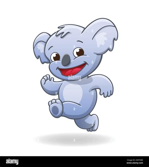 Cute Smiling Happy Australian Koala Cartoon Character Running Vector