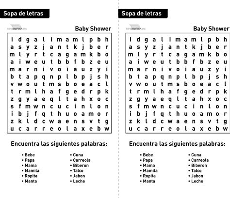 Juegos Baby Shower Letras Para Imprimir Sopa De Letras Letras Baby