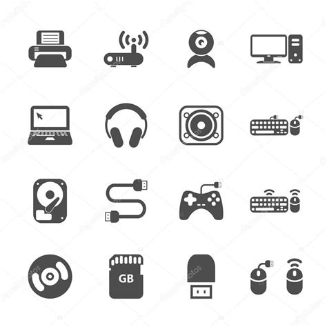 Computer Hardware And Accessories Icon Set Vector Eps10 Stock Vector