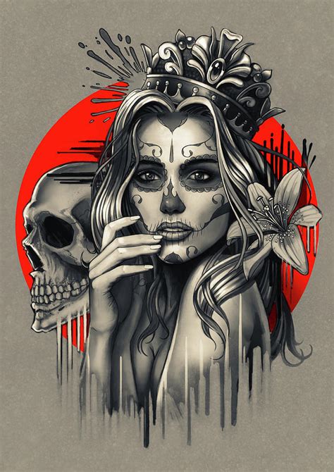Sugar Skull Queen With Crown Digital Art By Ben Krefta Pixels