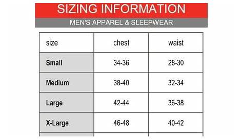 Hanes Sweatpants Size Chart