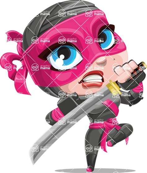 Cute Ninja Girl Cartoon Vector Character Aka Hiroka Protect Graphicmama