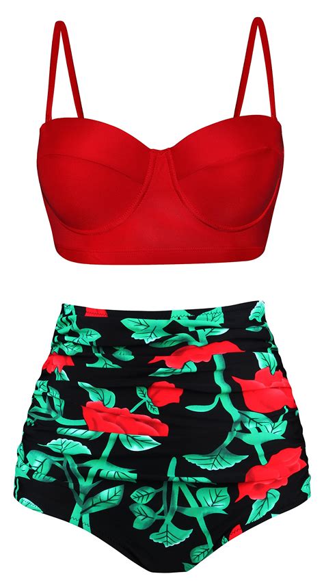 The highlight of this suit is the flattering wrap design across the bust. Womens High Waisted Bikini Ruffled Top Bathing Suits ...