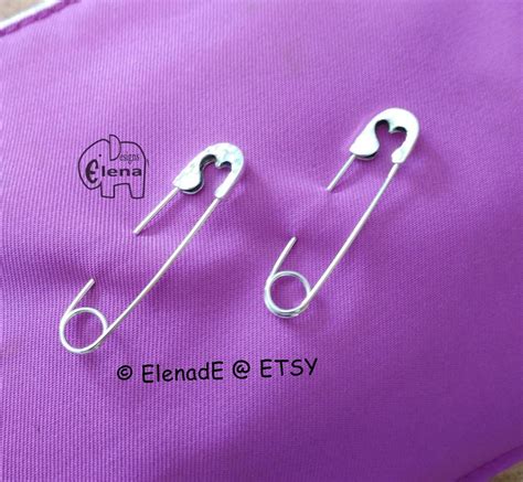 Sterling Silver Safety Pin Brooch With Heartgood Luckelenade Etsy