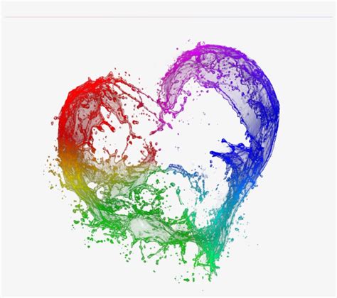 Heart Color Rainbow Love Cute Liquid Splash Heart Png Image