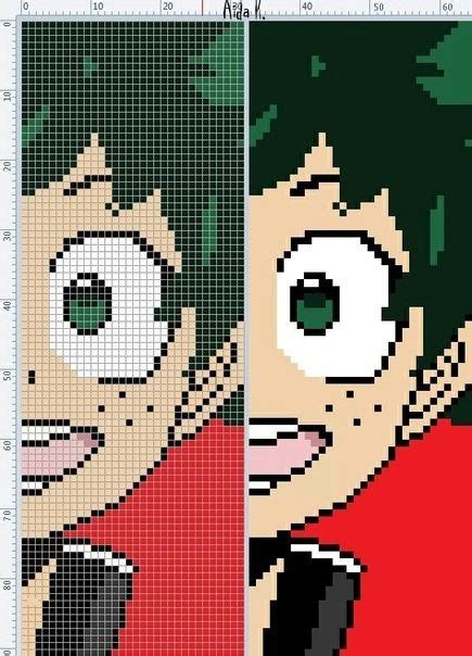 Pixel Art Bnha Grid Pixel Anime Hero Perler Academia Bakugo Beads