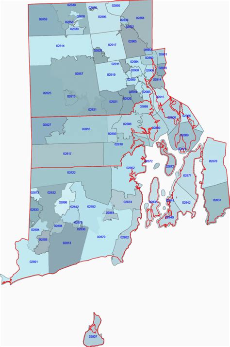 Preview Of Rhode Island State Simple Zip Codes Map Your Vector Maps Com