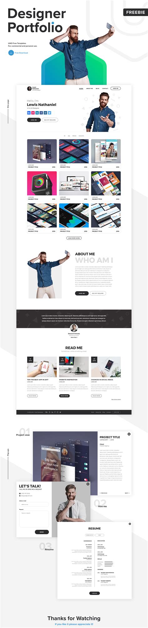 Free Psd And Xd Designer Portfolio Template Behance