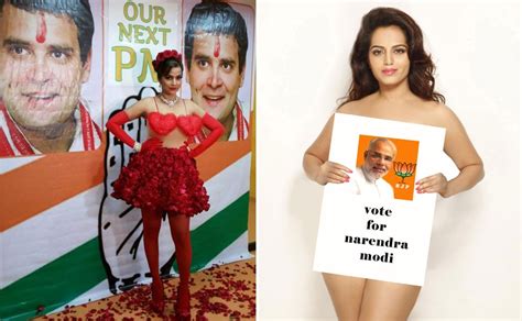 Photos Starlets Strip To Support Narendra Modi And Rahul Gandhi Entertainment News Firstpost