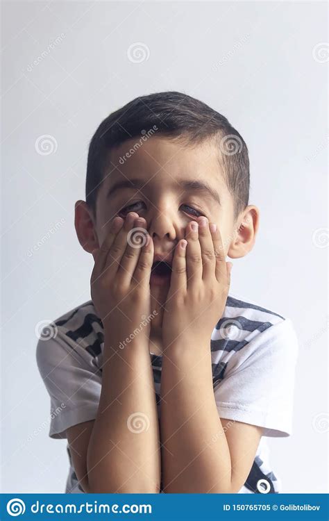 Six Years Boy Portrait Innocent Smiling Little Boy On Grey Background