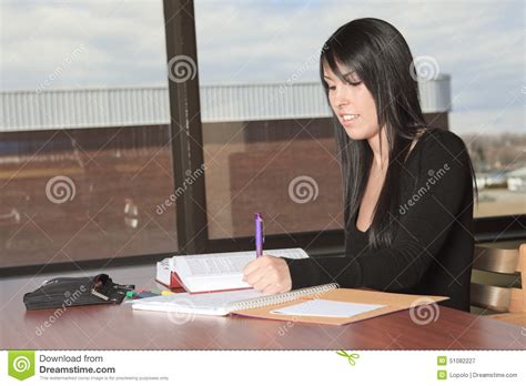 Beautiful Confident Young Female Student Studying Stock Image Image