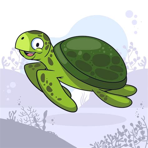 Free Vector Hand Drawn Cartoon Sea Turtle Illustration