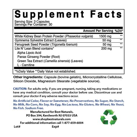 Best Naturals Carb Blocker 500 Mg 90 Capsules Weight Loss Supplement
