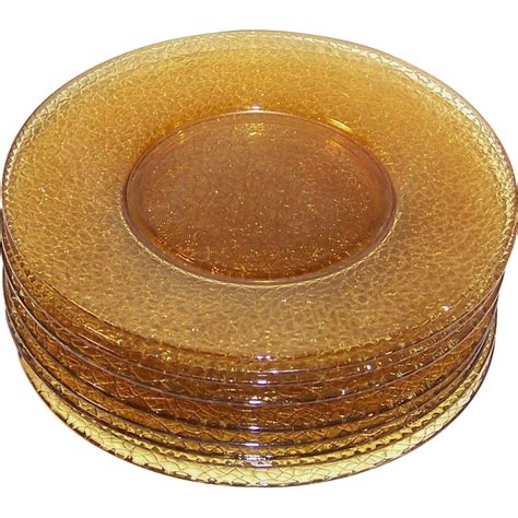 Amber By Cracky Depression Glass Plates L E Smith Glass Co 1925 The Crackle Look Was Made