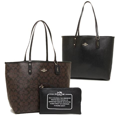 New Coach F36658 Reversible City Tote In Signature Brown Black Nwt Ebay