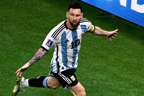Dohaargentinas Lionel Messi Celebrates After Scoring His Teams