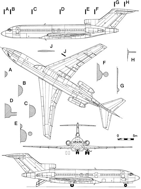 Boeing 727 Blueprint Aircraft Design Airplane Drawing Blueprints