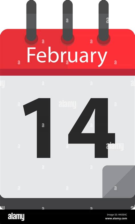 February 14 Calendar Iconvalentines Daylovevector Illustrationflat