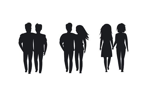 Couples Of Different Sexual Orientation Silhouettes Isolated Vector
