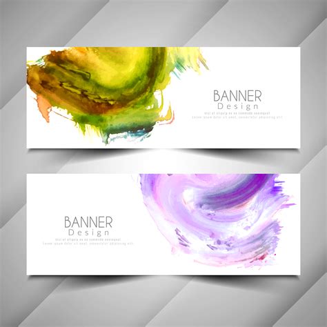 Abstract Colorful Watercolor Stylish Banners Set 281085 Vector Art At