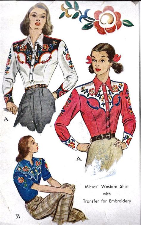 1940s Misses Country Western Shirt Vintage Western Shirts Ladies