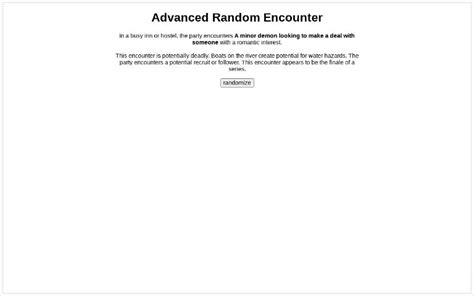 Advanced Random Encounter ― Perchance Generator