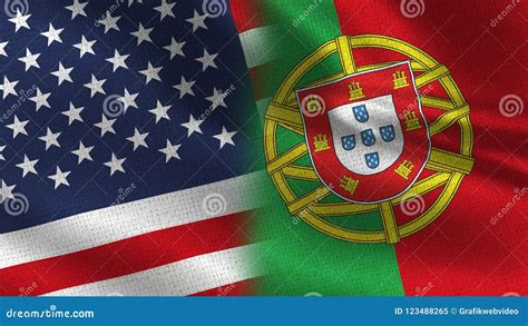 Usa And Portugal Realistic Half Flags Together Stock Image Image Of