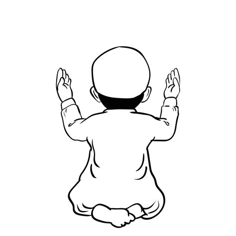 Hand Drawn Muslim Boy Praying Vector Cartoon Illustration Stock Image