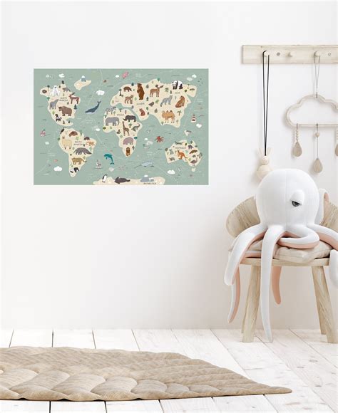 Map Of The World Wall Decal Wall Decals Fabric Wall Decals